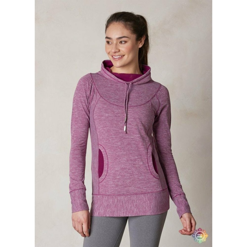 PRANA Ember Cowl Neck Performance Long Sleeve Pullover Top Grapevine Size M